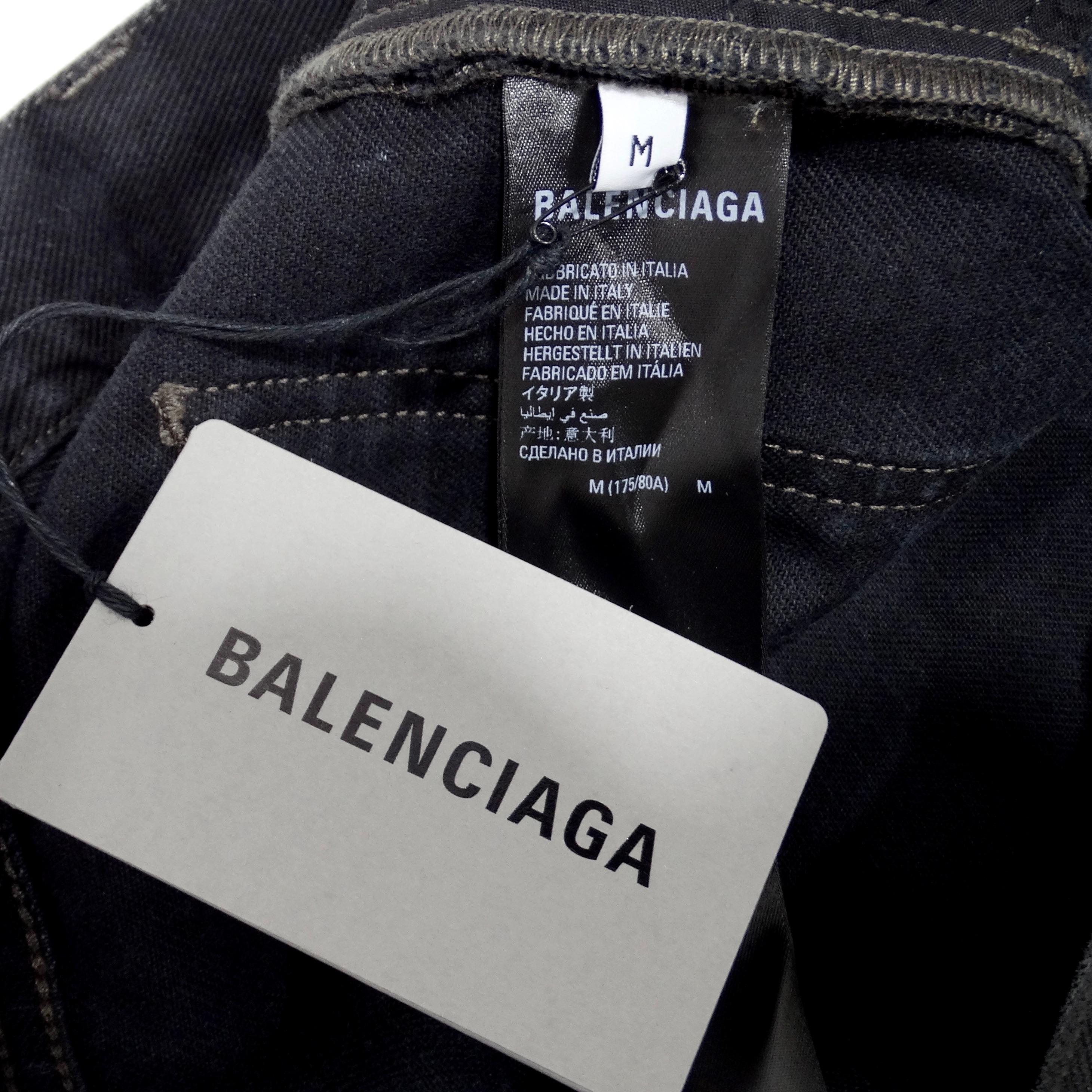 Balenciaga FW 2022 Jean baggy noir enduit de cire en vente 6