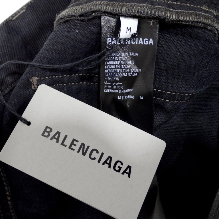 Balenciaga FW 2022 Wax Coated Black Baggy Jeans For Sale at 1stDibs