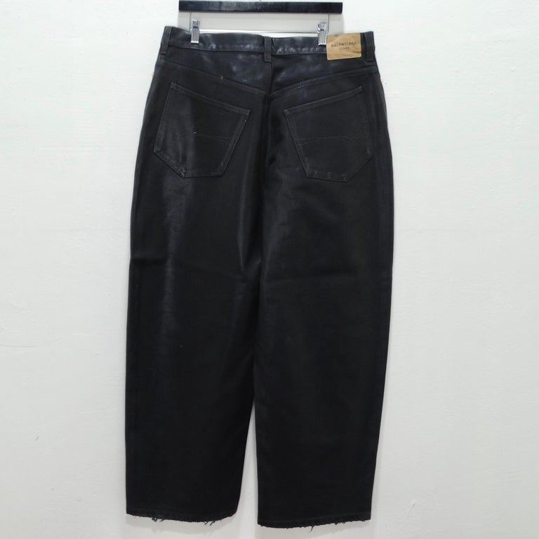 Balenciaga FW 2022 Wax Coated Black Baggy Jeans at 1stDibs