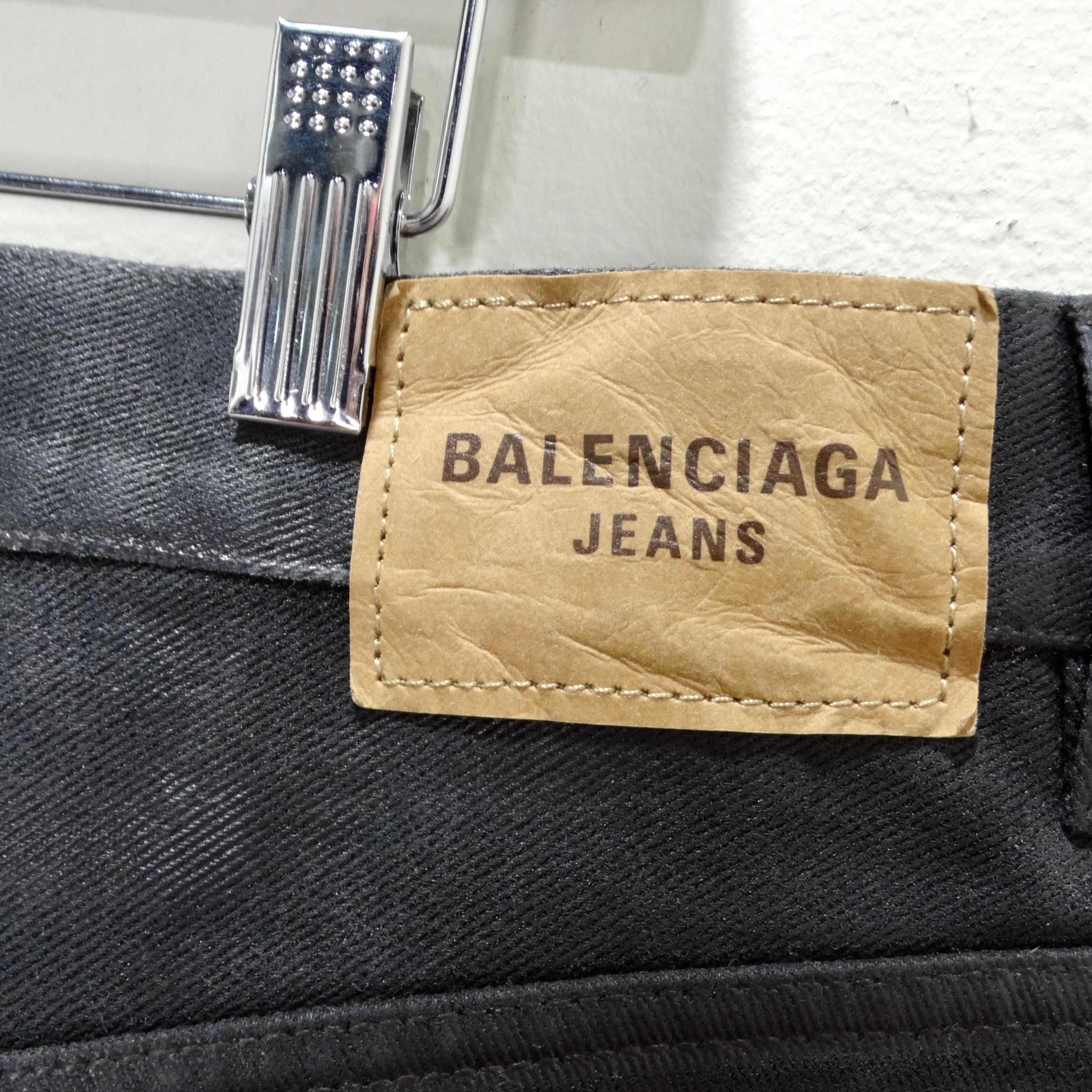 Balenciaga FW 2022 Wax Coated Black Baggy Jeans For Sale 2