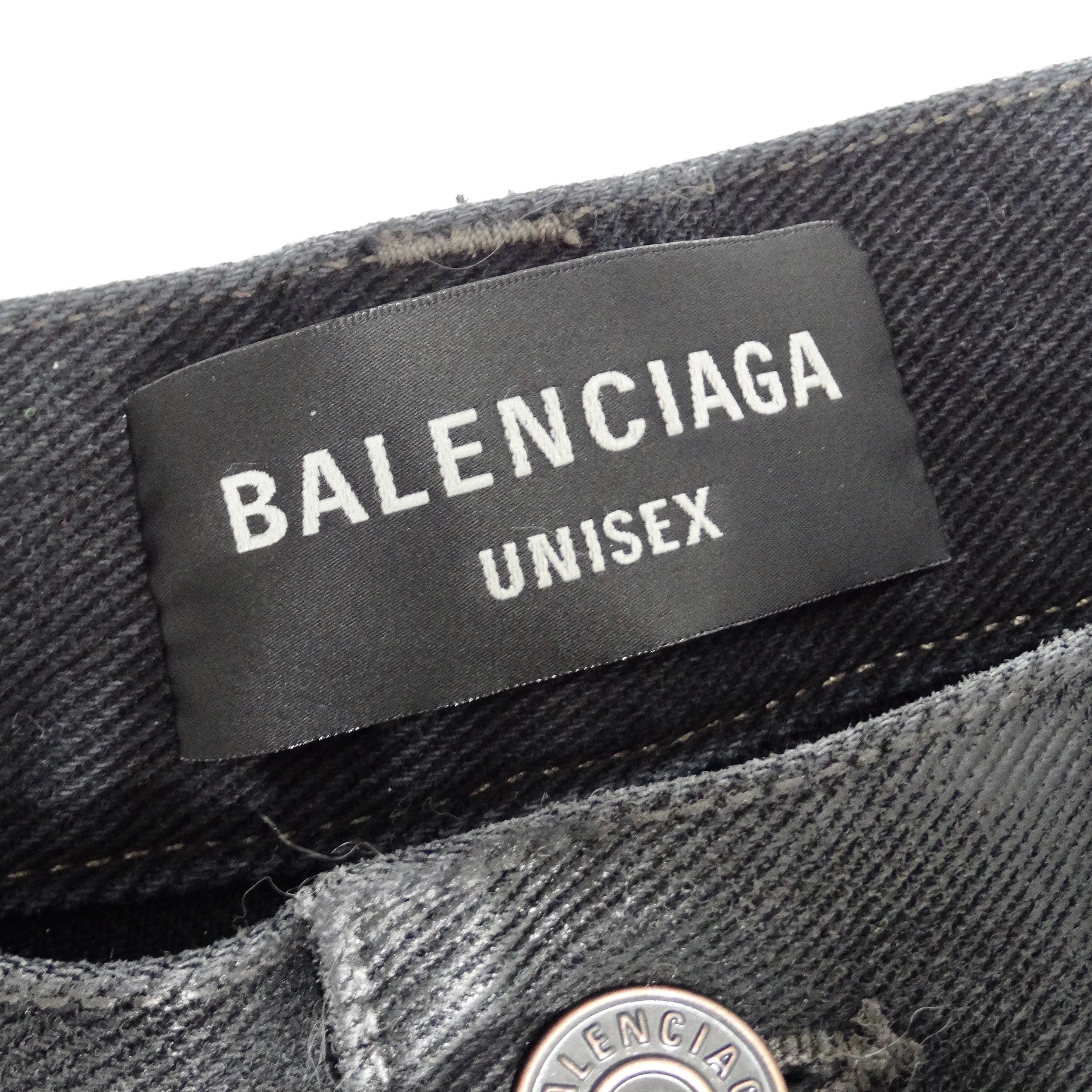 Balenciaga FW 2022 Jean baggy noir enduit de cire en vente 5