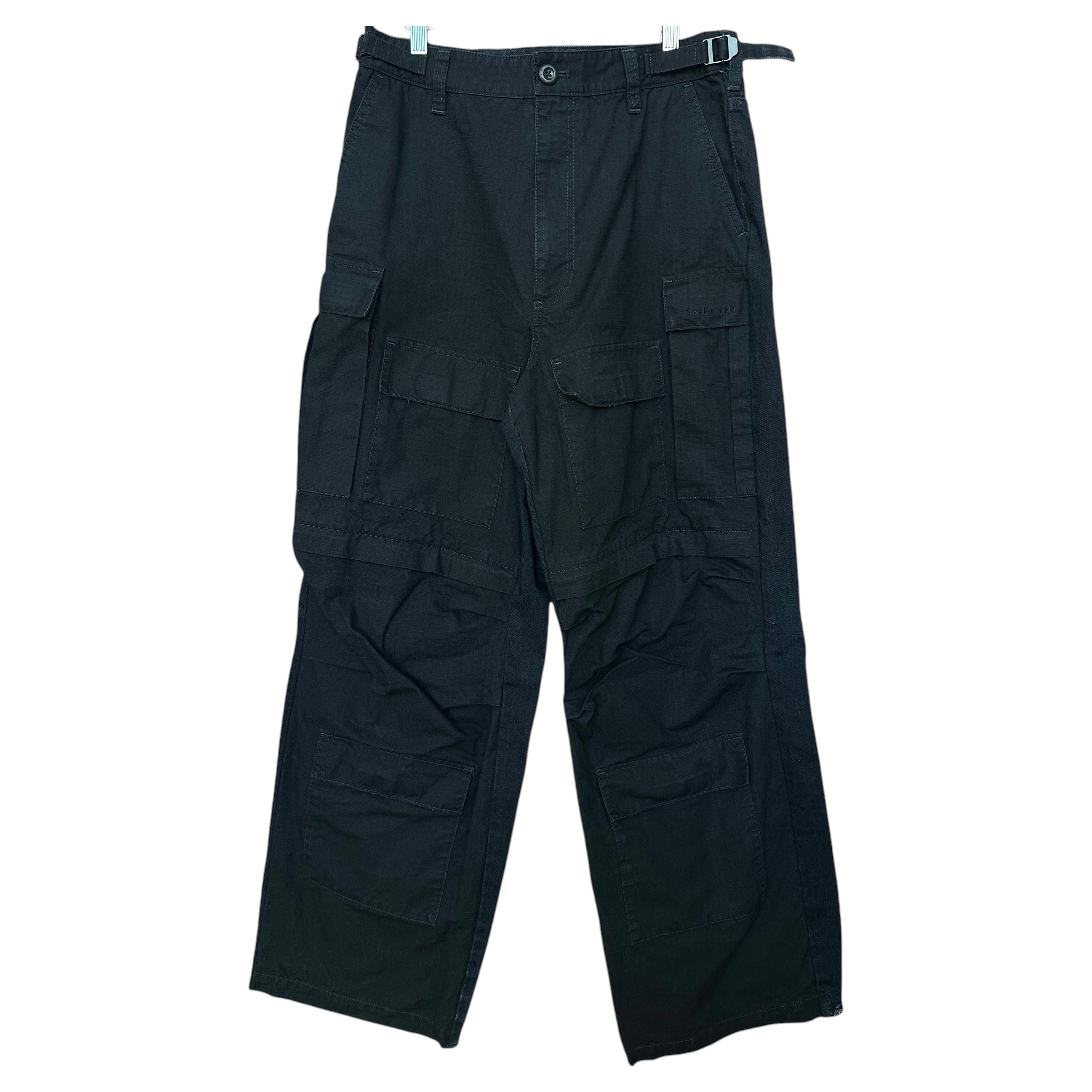 Balenciaga FW21 Hybrid Cargo Jeans Unifit size S Black Japanese Denim / Ripstop