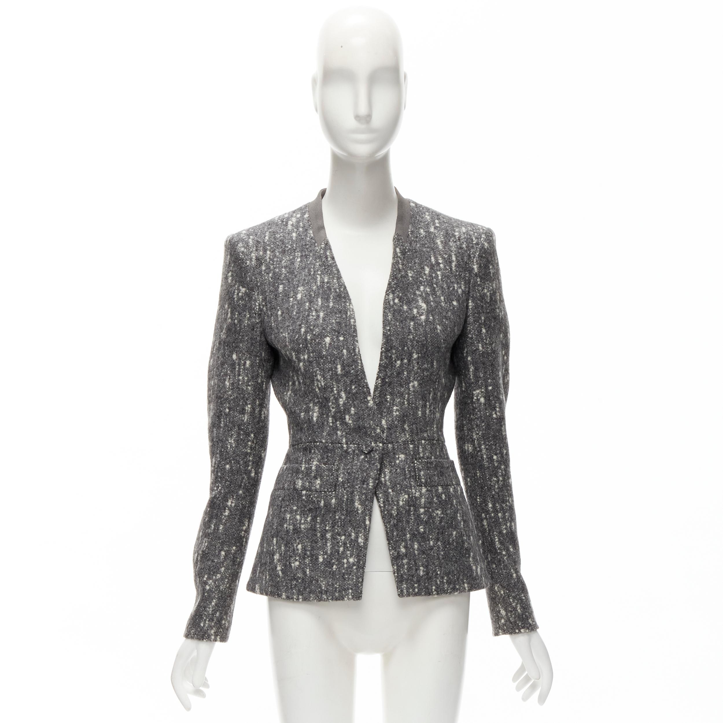 BALENCIAGA Ghesquiere 2009 grey white speckled fitted blazer jacket FR38 M For Sale 5
