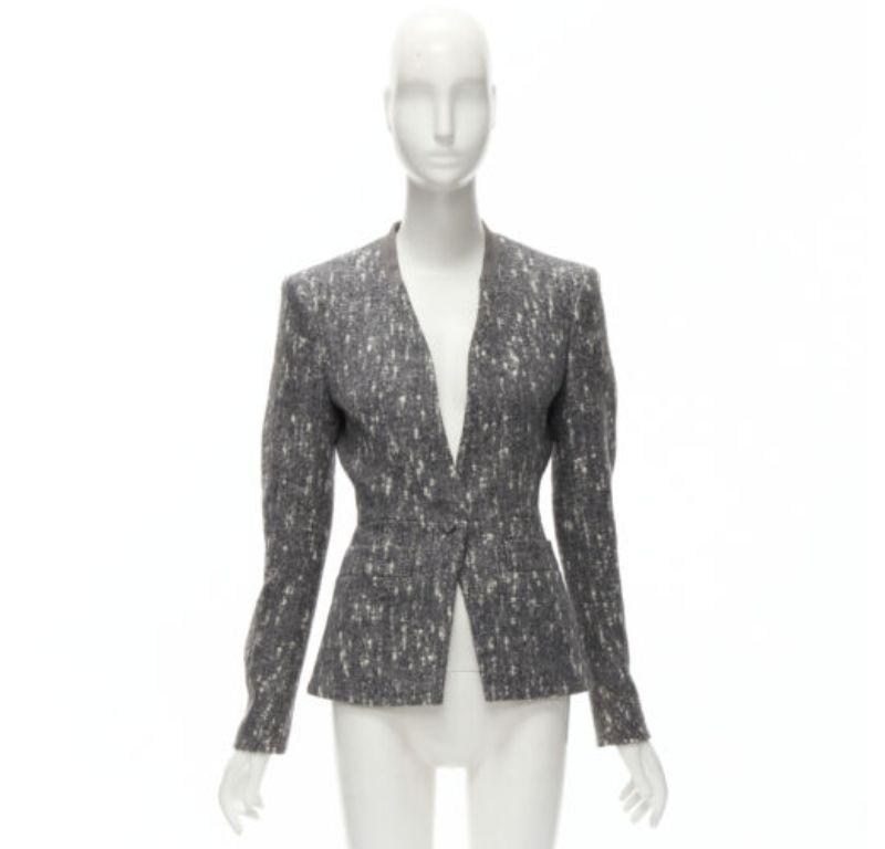 BALENCIAGA Ghesquiere 2009 grey white speckled fitted blazer jacket FR38 M For Sale 5