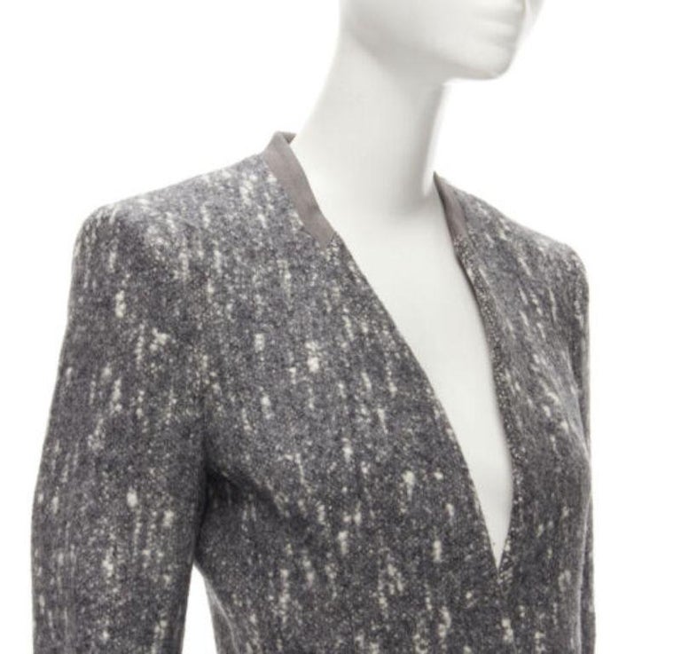 BALENCIAGA Ghesquiere 2009 grey white speckled fitted blazer jacket ...