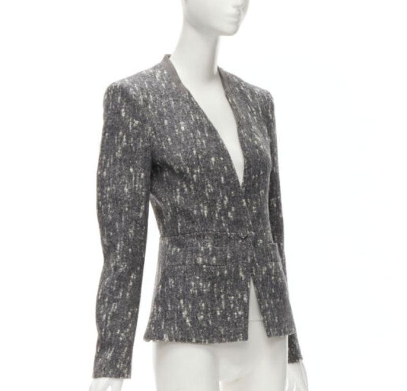 Gray BALENCIAGA Ghesquiere 2009 grey white speckled fitted blazer jacket FR38 M For Sale