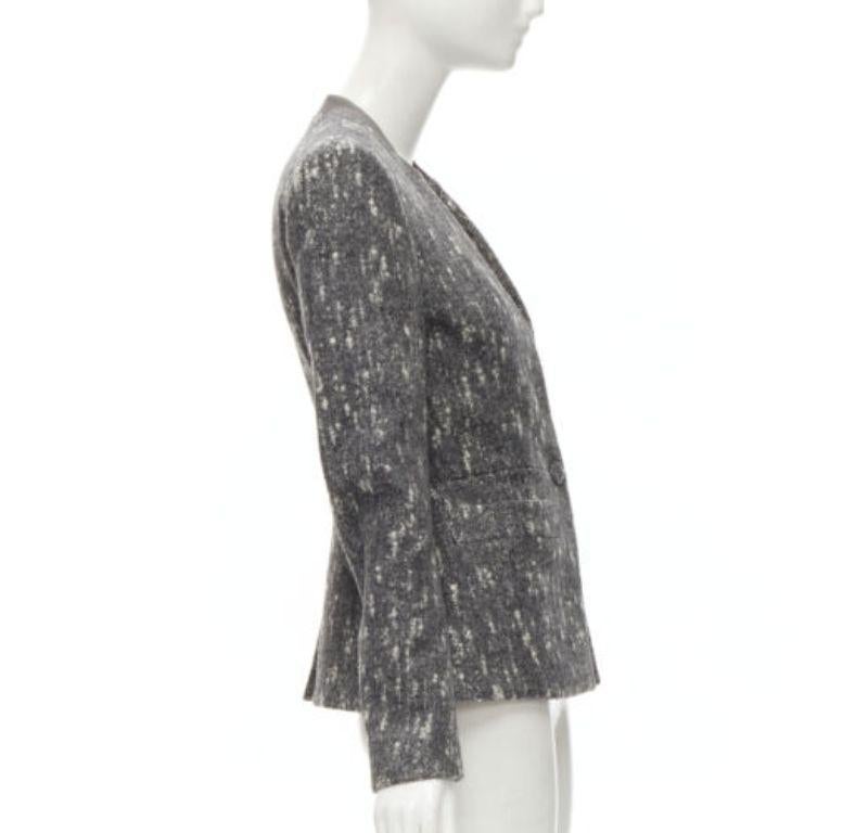 BALENCIAGA Ghesquiere 2009 grey white speckled fitted blazer jacket FR38 M In Excellent Condition For Sale In Hong Kong, NT