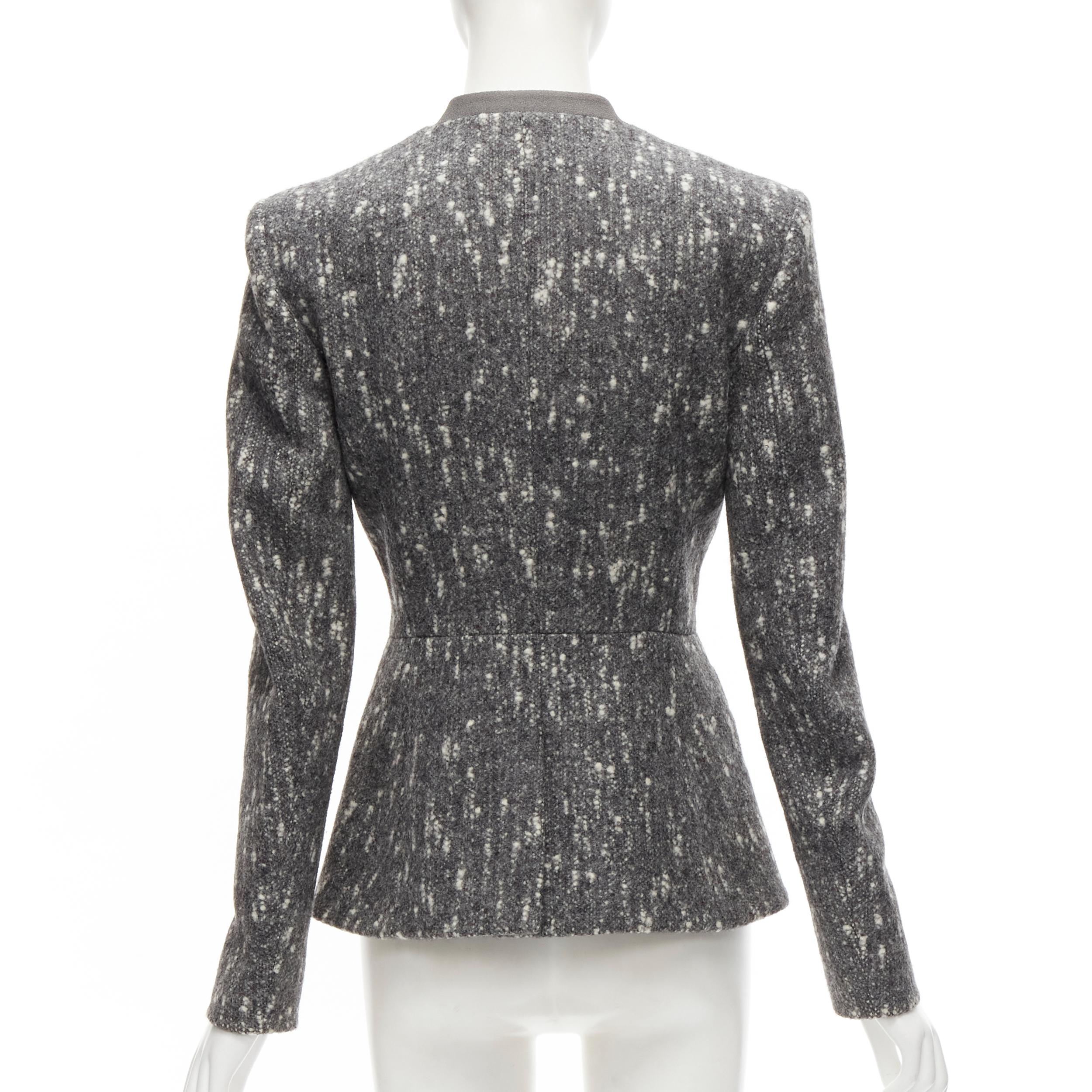 Women's BALENCIAGA Ghesquiere 2009 grey white speckled fitted blazer jacket FR38 M For Sale