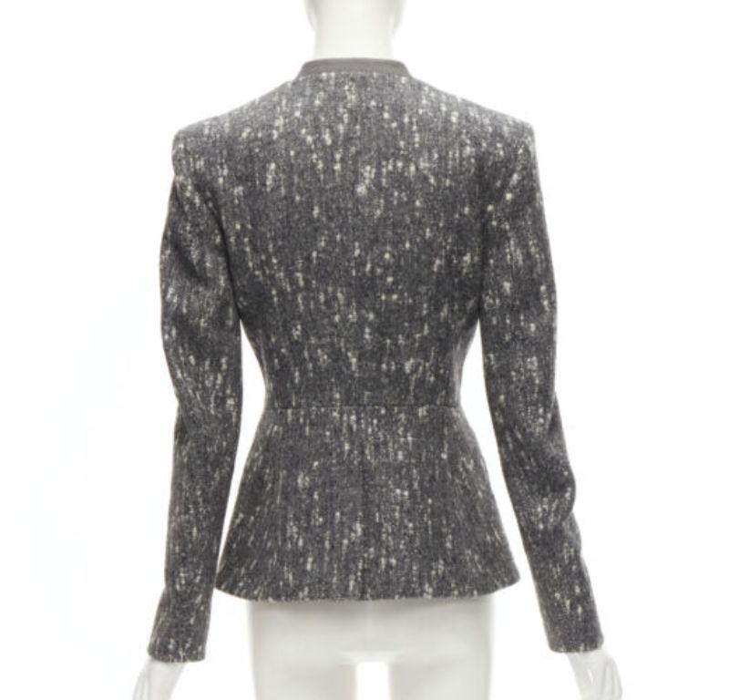 Women's BALENCIAGA Ghesquiere 2009 grey white speckled fitted blazer jacket FR38 M For Sale