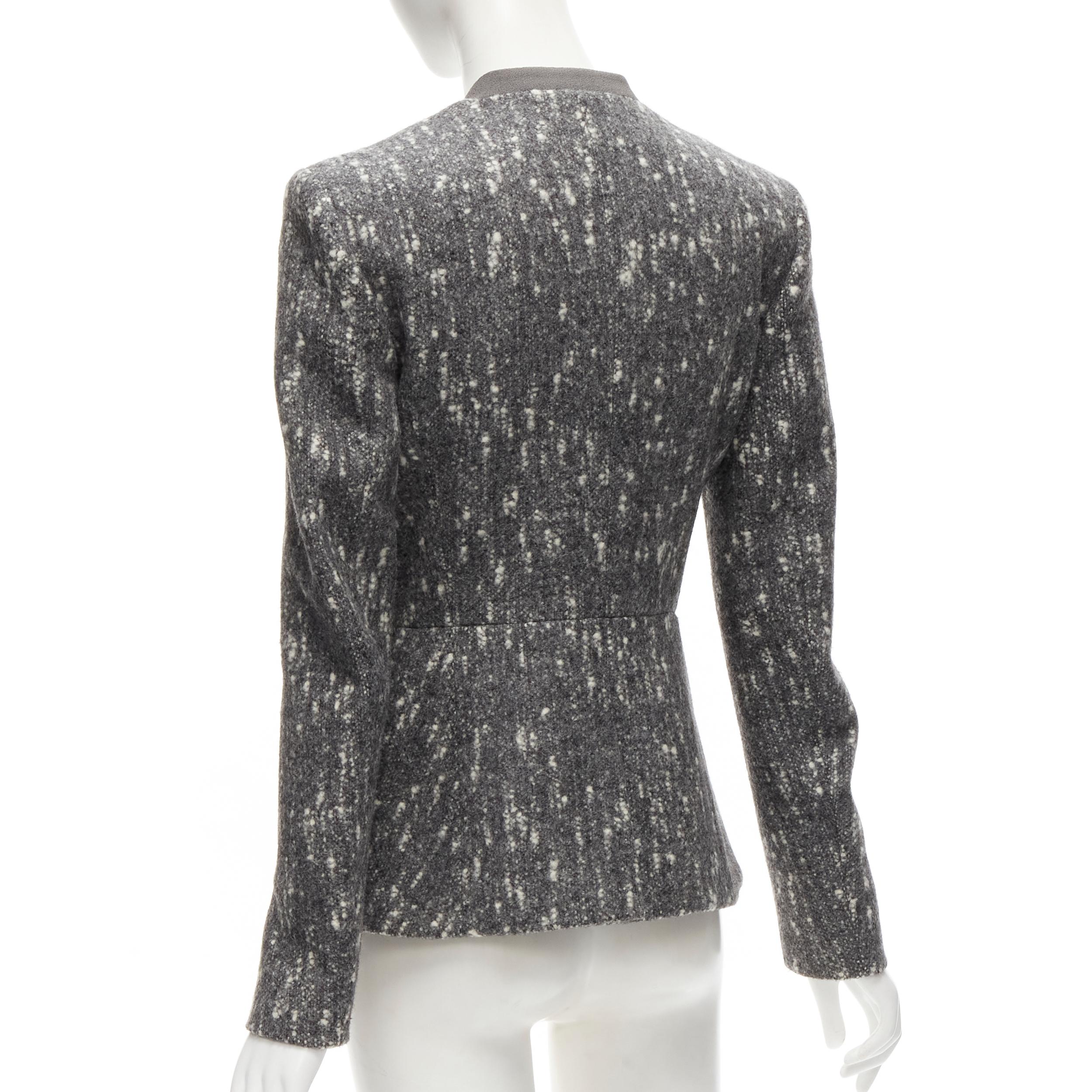 BALENCIAGA Ghesquiere 2009 grey white speckled fitted blazer jacket FR38 M For Sale 1