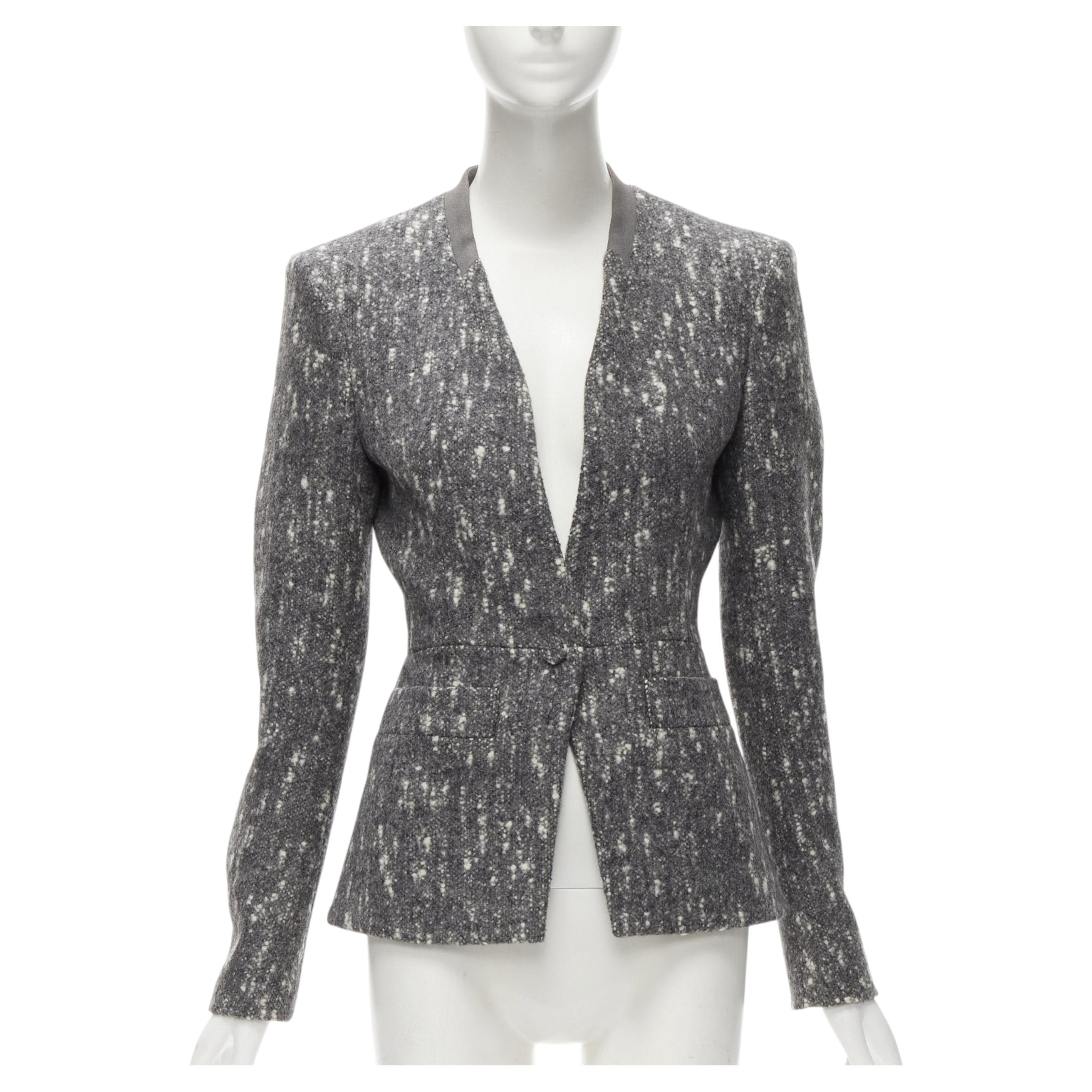 BALENCIAGA Ghesquiere 2009 grey white speckled fitted blazer jacket FR38 M
