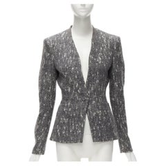 BALENCIAGA Ghesquiere 2009 grey white speckled fitted blazer jacket FR38 M