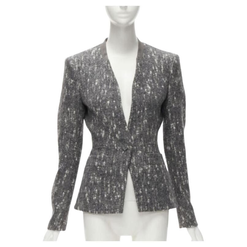 BALENCIAGA Ghesquiere 2009 grey white speckled fitted blazer jacket FR38 M For Sale