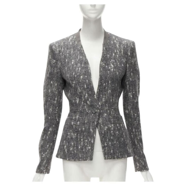 BALENCIAGA Ghesquiere 2009 grey white speckled fitted blazer jacket ...