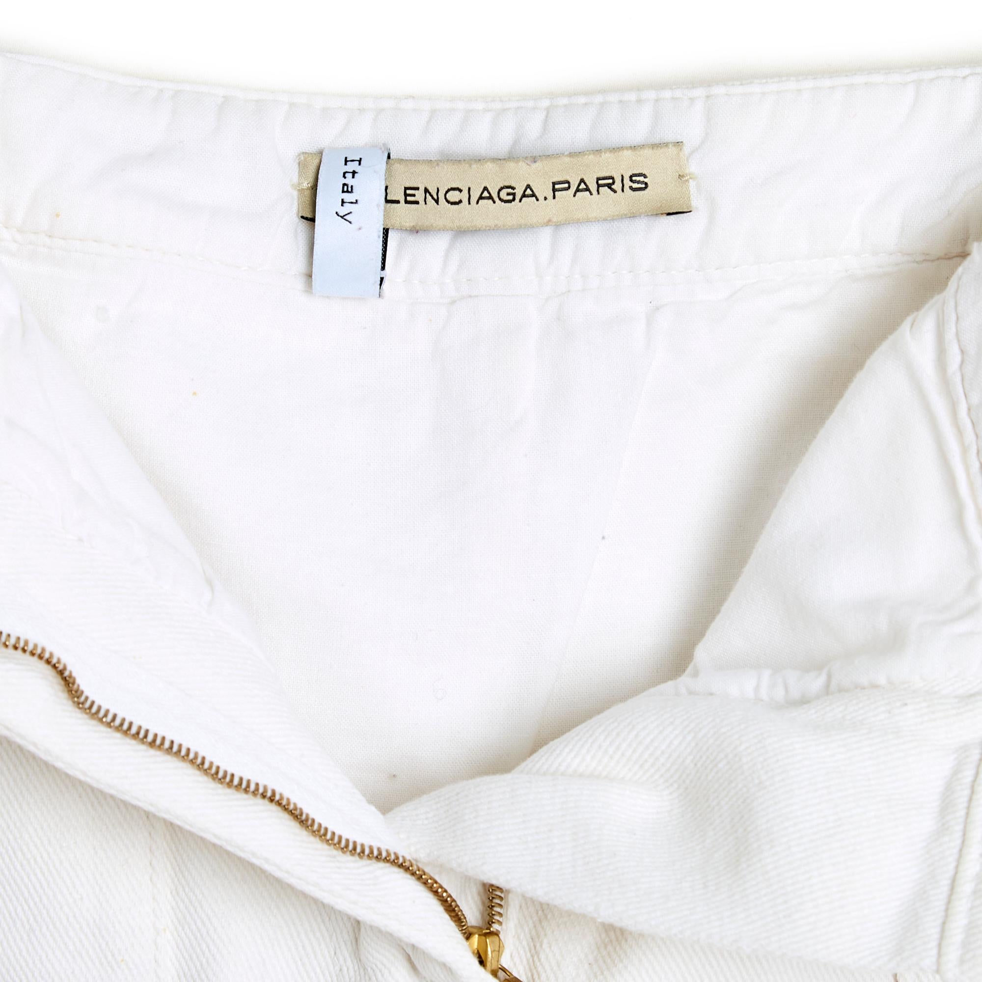 Women's or Men's Balenciaga Ghesquière FR36 Mini Jupe US6 White Cotton Mini skirt For Sale