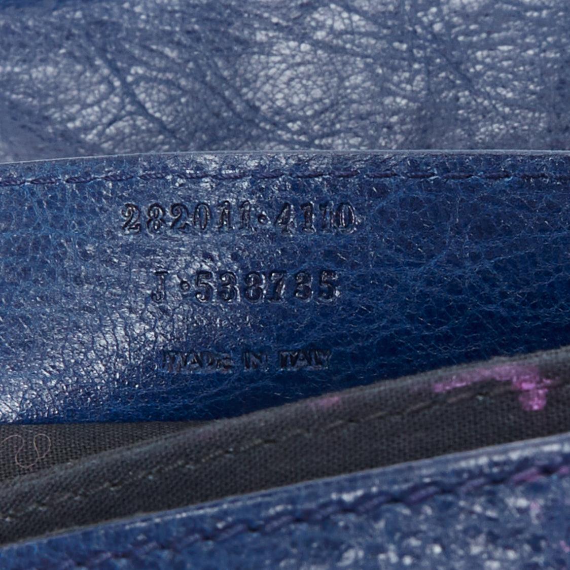 BALENCIAGA Giant 12 bleu mineral lambskin leather gold envelope clutch bag 4