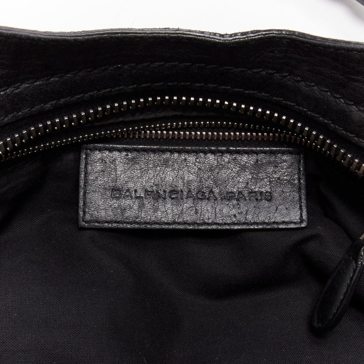 BALENCIAGA Giant 12 City black leather studded perforated trim top handle 7