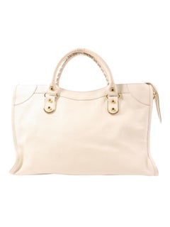Balenciaga Giant 12 Gold City Bag in Ivory Leather with Shoulder Strap + Mirror