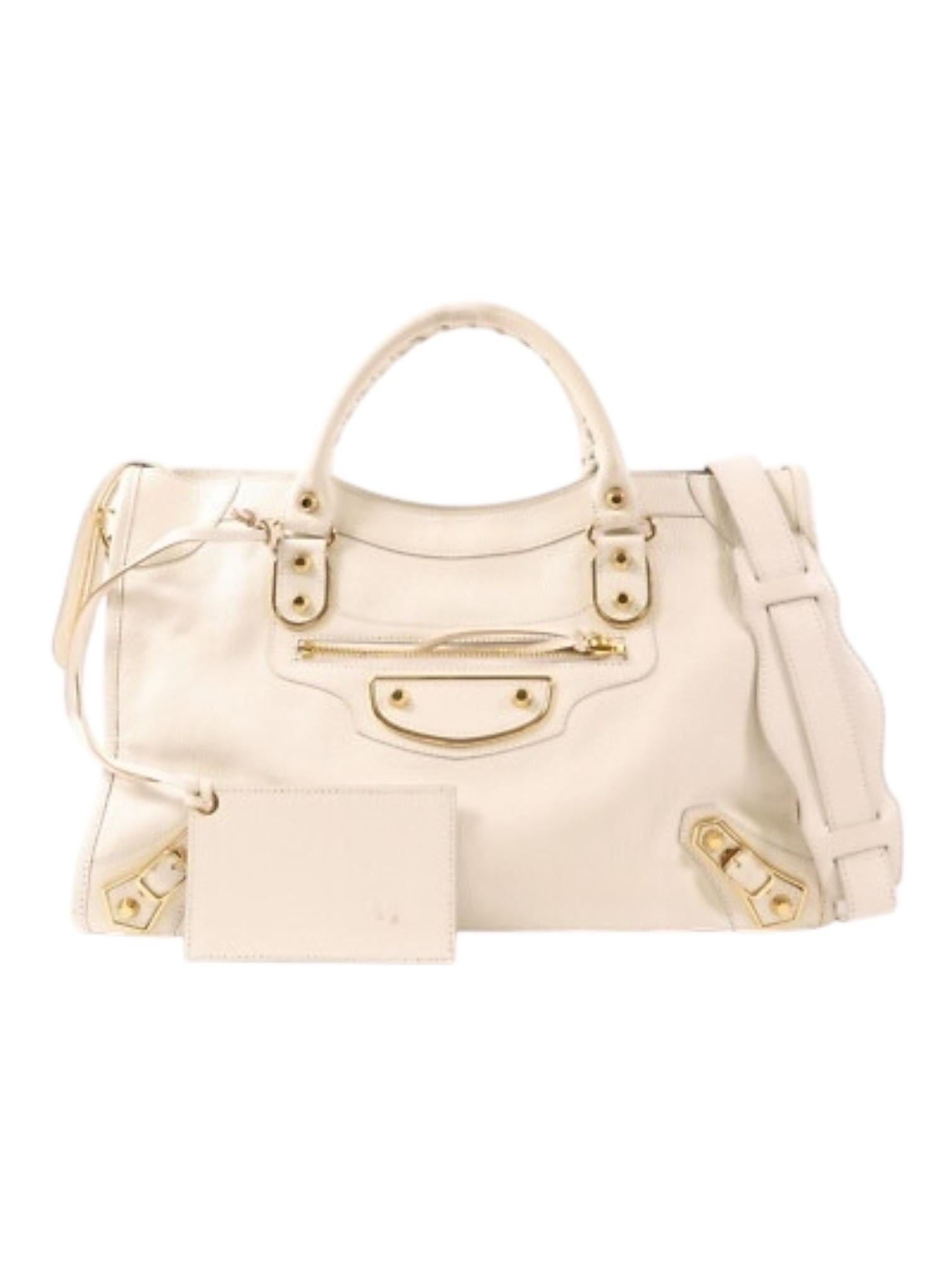 Bolso Balenciaga Giant 12 Gold City de piel marfil con bandolera + espejo