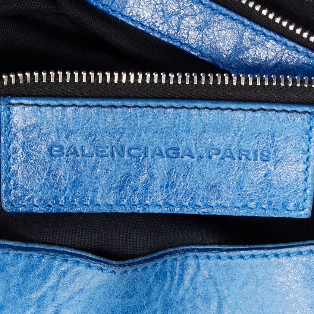 BALENCIAGA Giant 21 City blue leather SHW motorcycle tote bag 5