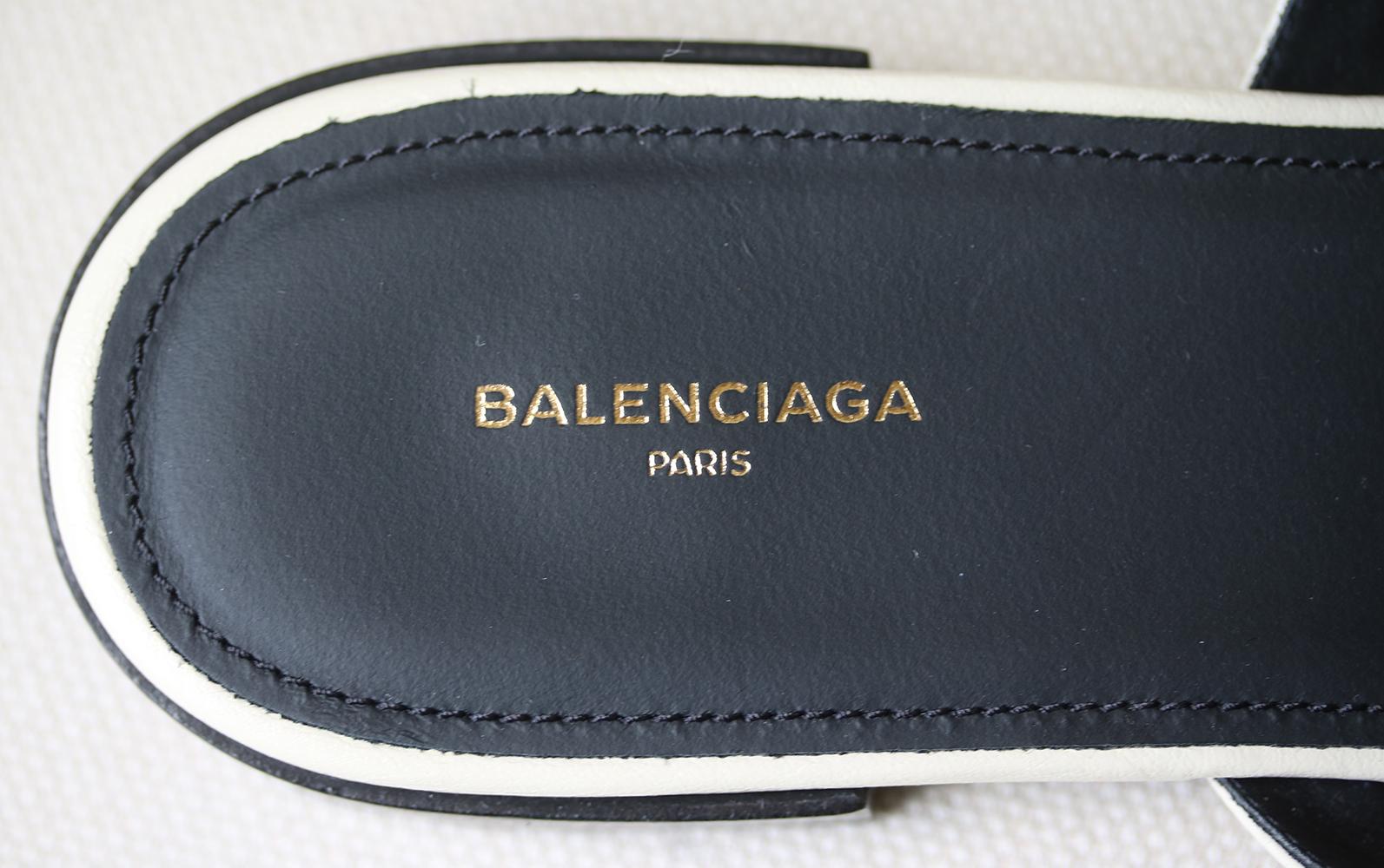 Beige Balenciaga Giant Studded Glossed Textured-Leather Slides