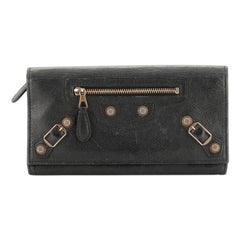 Balenciaga Giant Studs Continental Wallet with Strap Leather