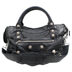 Balenciaga Giant The City 2way 867236 Black Leather Shoulder Bag