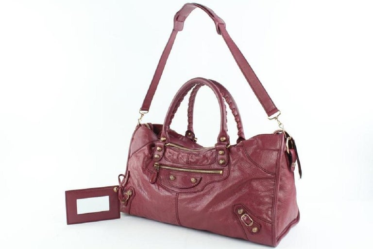 Balenciaga Giant The Part Time City 2way 14balz0914 Dark Pink Leather  Weekend at 1stDibs