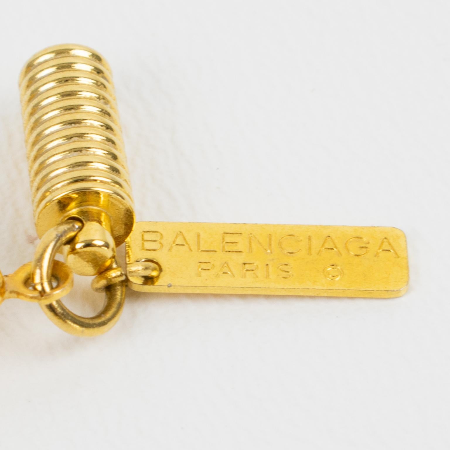 Balenciaga Gilt Metal and Lava Rock Resin Choker Necklace For Sale 2