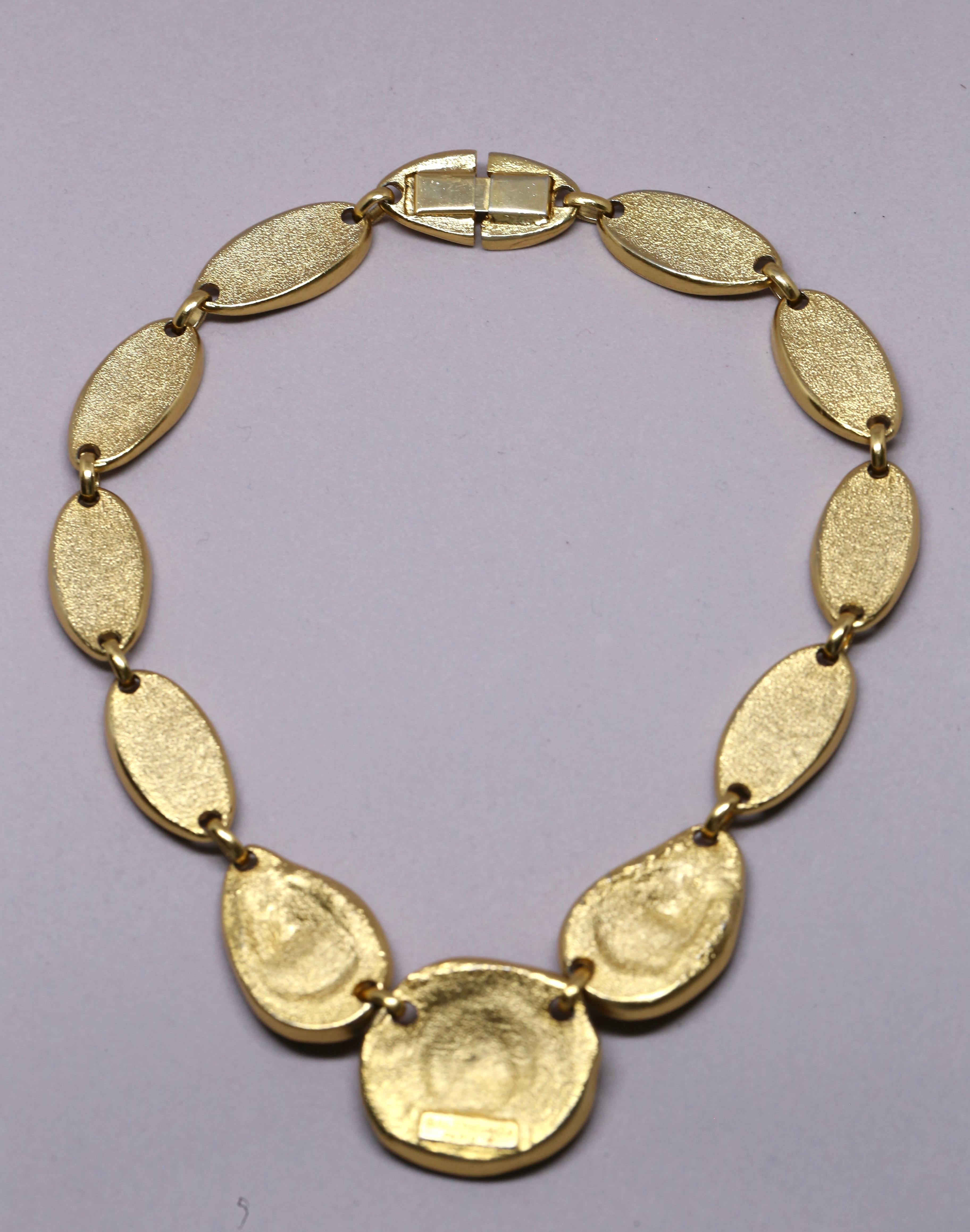 BALENCIAGA vergoldete Halskette mit Glaskristallen im Angebot 1