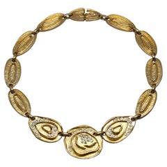 BALENCIAGA gilt necklace with glass crystals