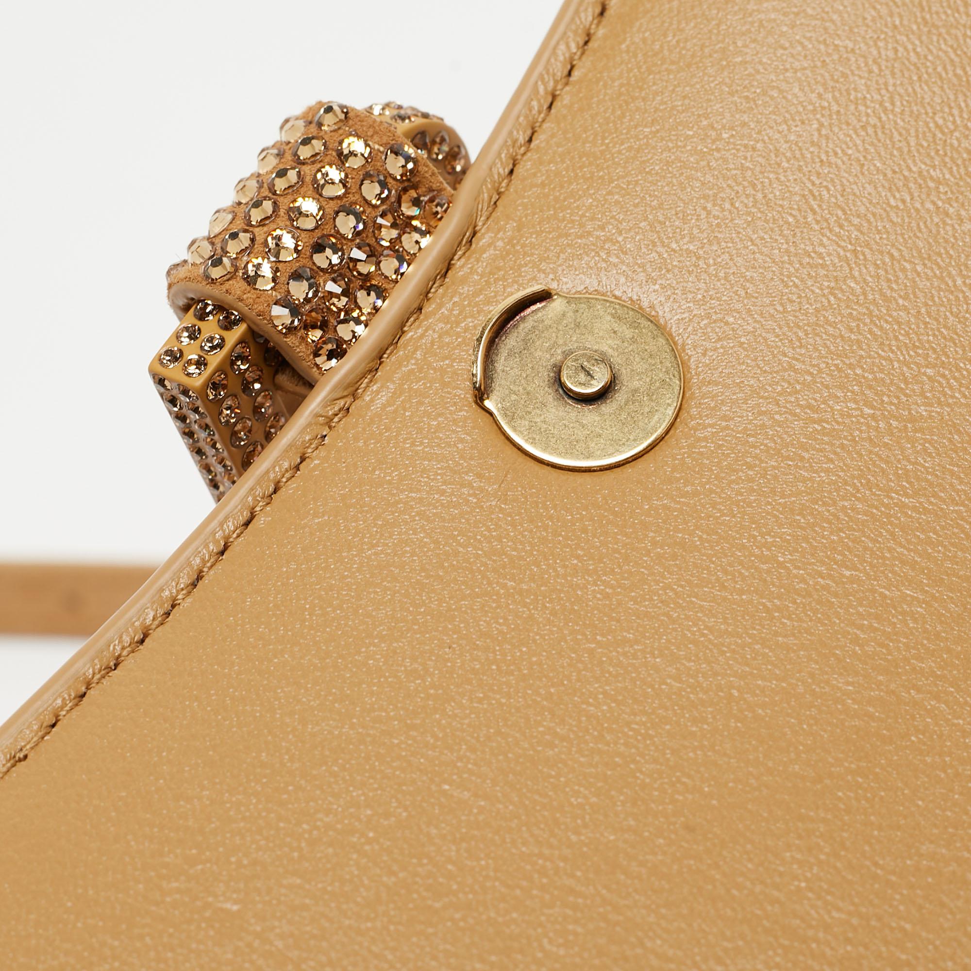 Balenciaga Gold/Brown Leather XS Crystal Hourglass Top Handle Bag 7