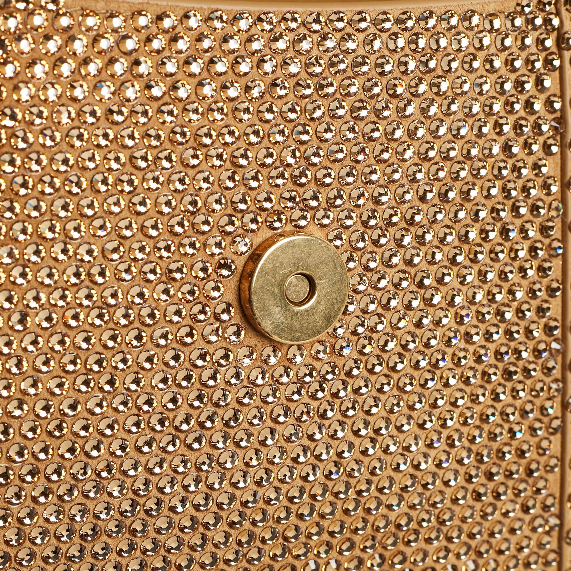Balenciaga Gold/Brown Leather XS Crystal Hourglass Top Handle Bag 10