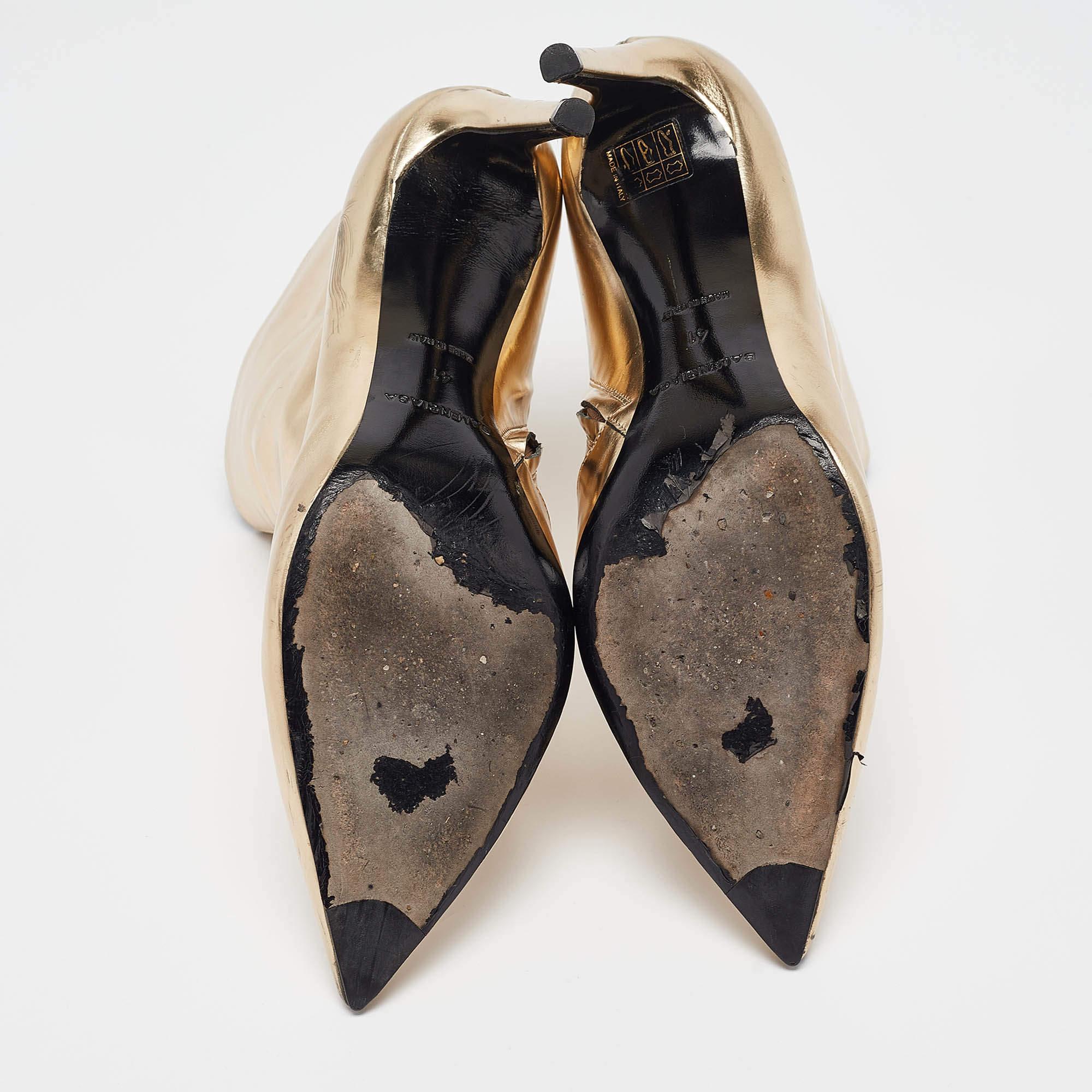 Balenciaga bottes de longueur cheville en cuir doré taille 41 en vente 1