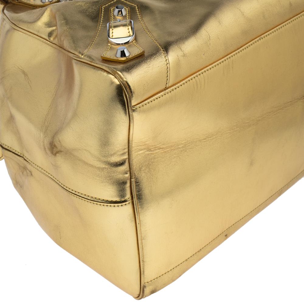 Balenciaga Gold Leather Bowler PM Bag 5