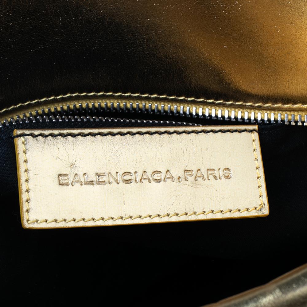 Balenciaga Gold Leather Bowler PM Bag In Good Condition In Dubai, Al Qouz 2