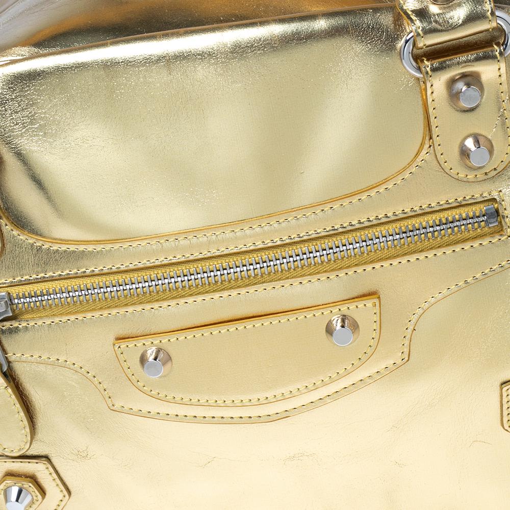 Women's Balenciaga Gold Leather Bowler PM Bag