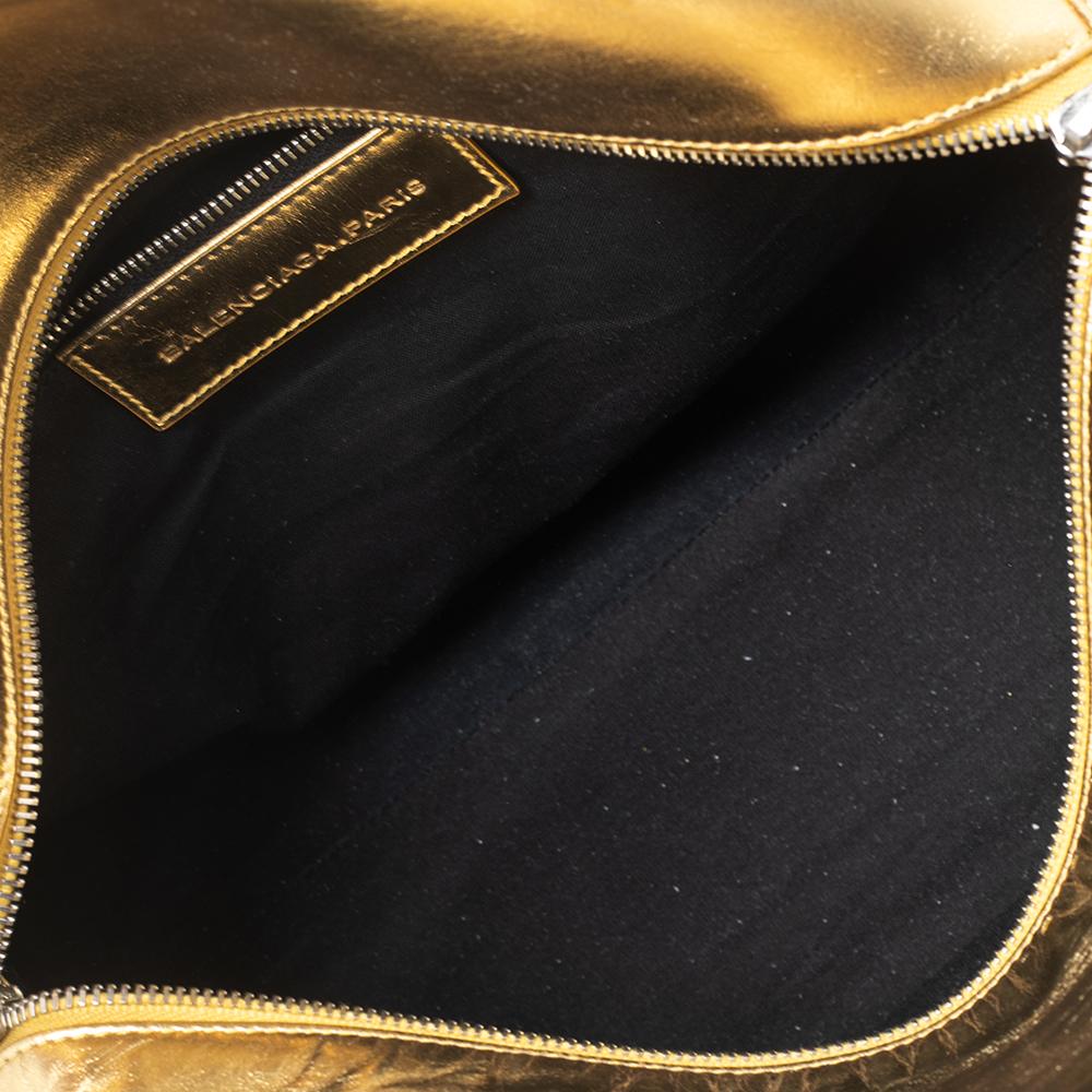 Goldfarbene Bowler-Tasche aus Leder von Balenciaga PM 5
