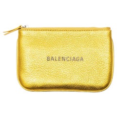 Balenciaga Gold Leather Zipper Pouch