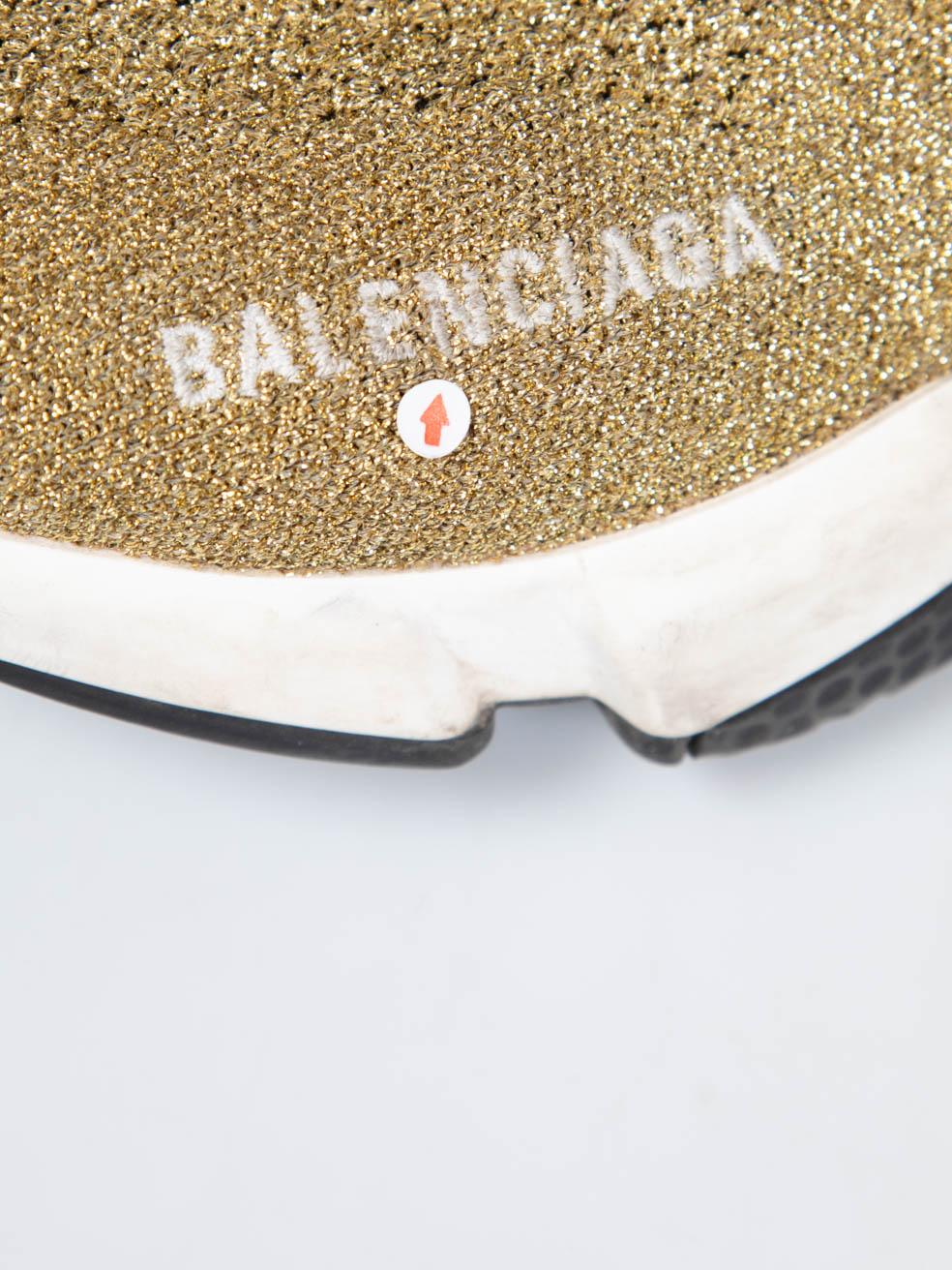 Balenciaga - Scarpe da ginnastica Speed Lace Up in oro metallizzato Taglia UK 3 in vendita 5