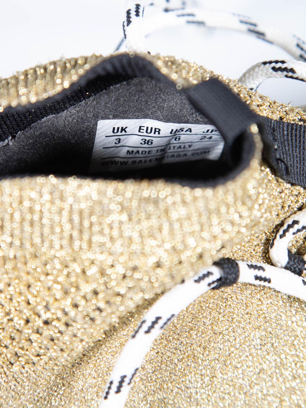 Balenciaga Gold Metallic Speed Spitzen-Spitzen-Turnschuhe Größe UK 3 im Angebot 2