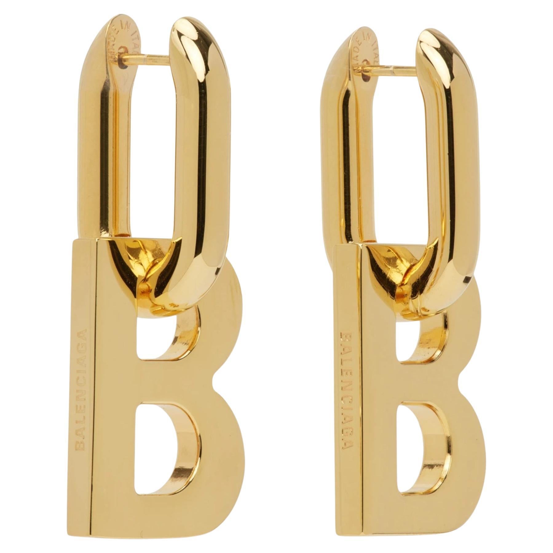 Womens B Chain Xl Earrings in Gold Balenciaga US #41 Womens B Chain Xl Earrings in Gold Balenciaga US