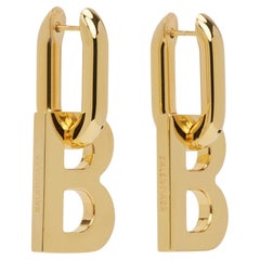 Balenciaga Gold Tone Brass B Chain XS Earrings