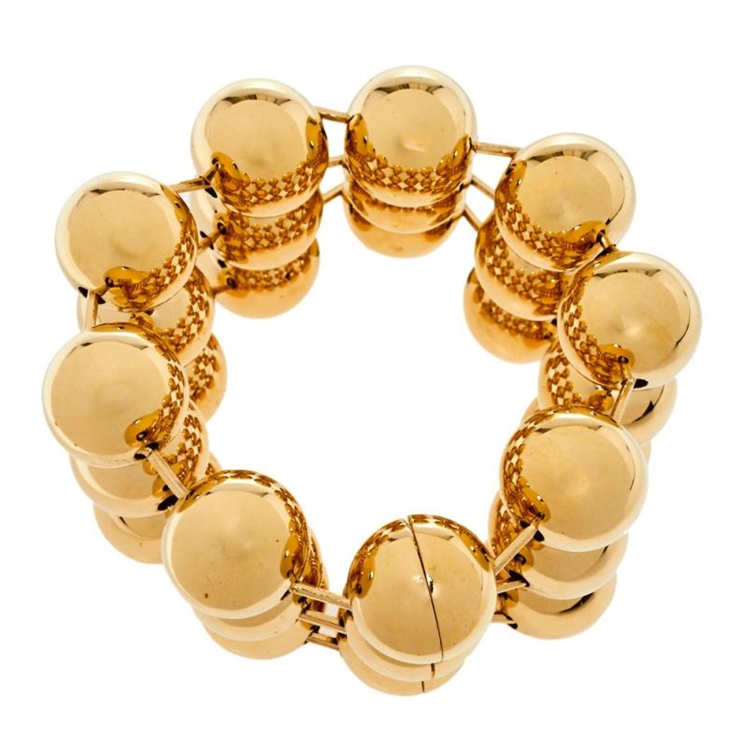 Balenciaga Gold Tone Triple Ball Layered Link Bracelet S at 1stDibs