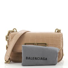 Balenciaga Gossip Flap Bag Crocodile Embossed Leather XS