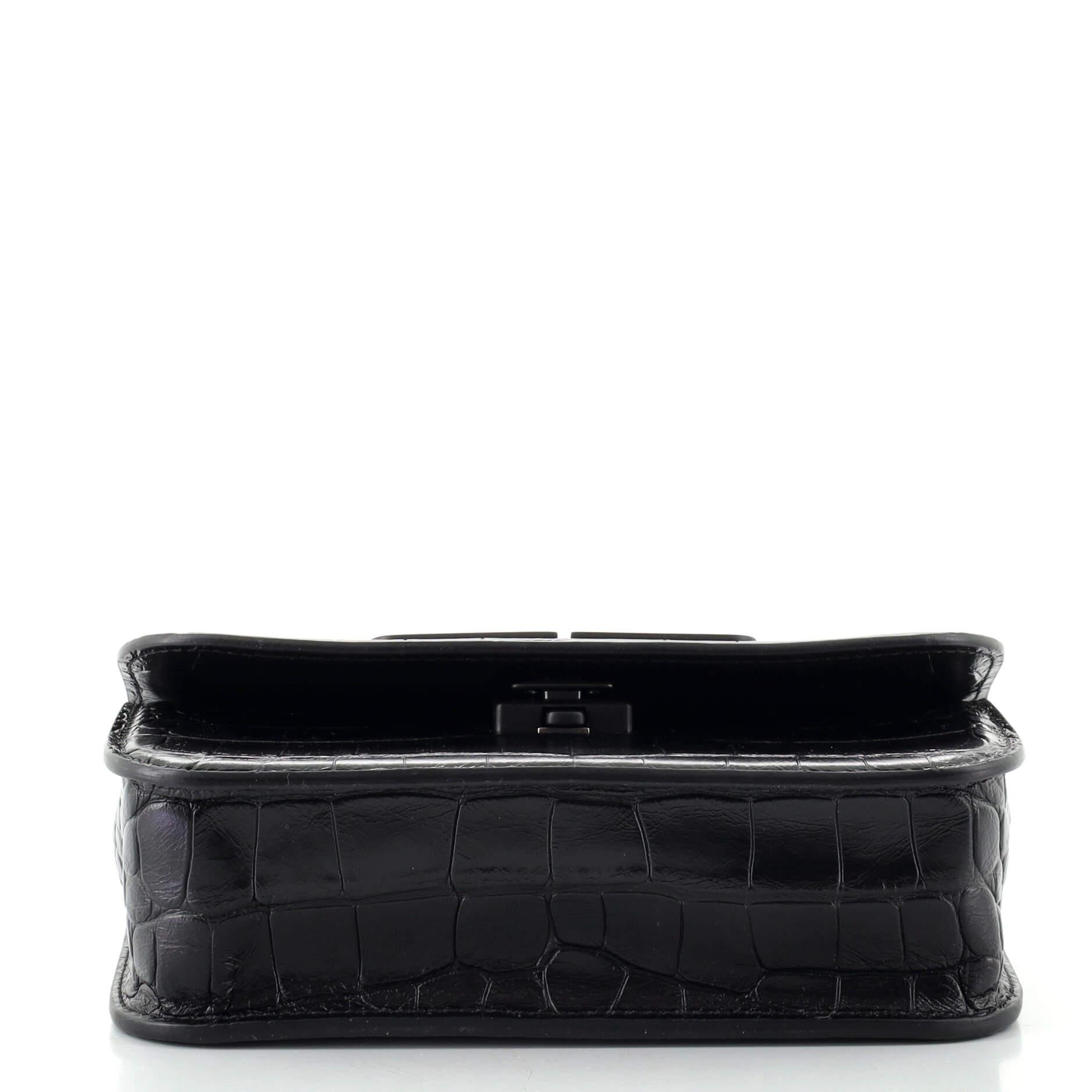 Balenciaga Gossip Flap Bag Crocodile Embossed Leather XS In Good Condition In NY, NY