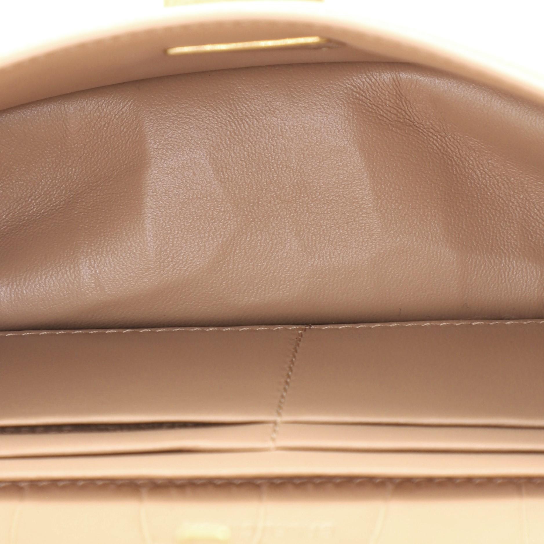 Brown Balenciaga Gossip Flap Bag Crocodile Embossed Leather XS