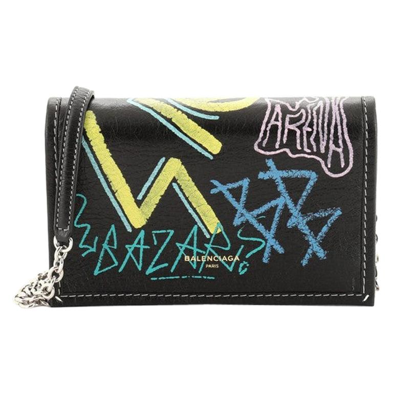 Balenciaga Graffiti Bazar Wallet on Chain Leather
