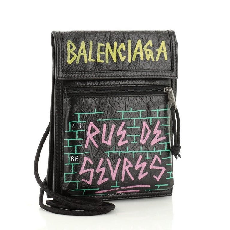 Balenciaga Graffiti Explorer Strap Pouch Leather Mini at 1stDibs