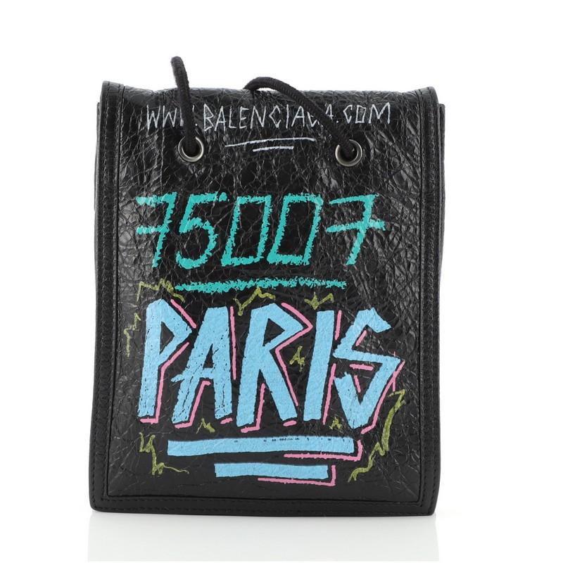 Balenciaga Graffiti Explorer Strap Pouch Leather Mini In Good Condition In NY, NY